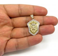 14k yellow gold cz lion crown pendant 1.50ct 
