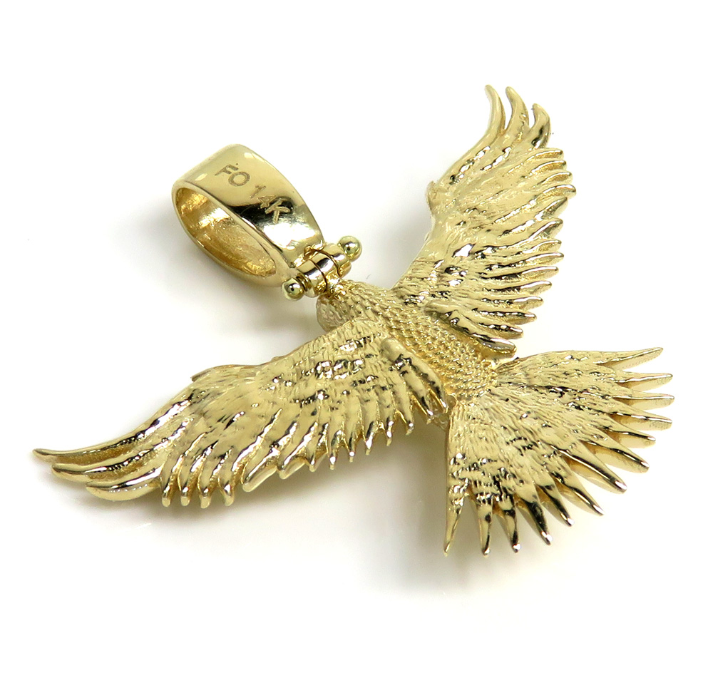 Buy 14k Yellow Gold Small Solid Flying Eagle Pendant Online at SO