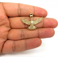 14k yellow gold small solid flying eagle pendant