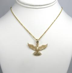 14k yellow gold small solid flying eagle pendant