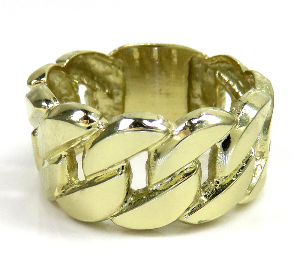10k yellow gold large 12mm cuban ring - Image 2