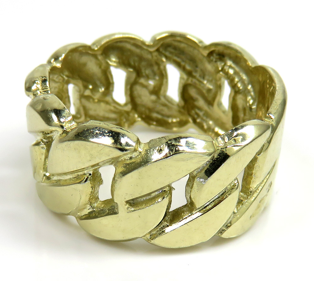 10k yellow gold large 12mm cuban ring - Image 3