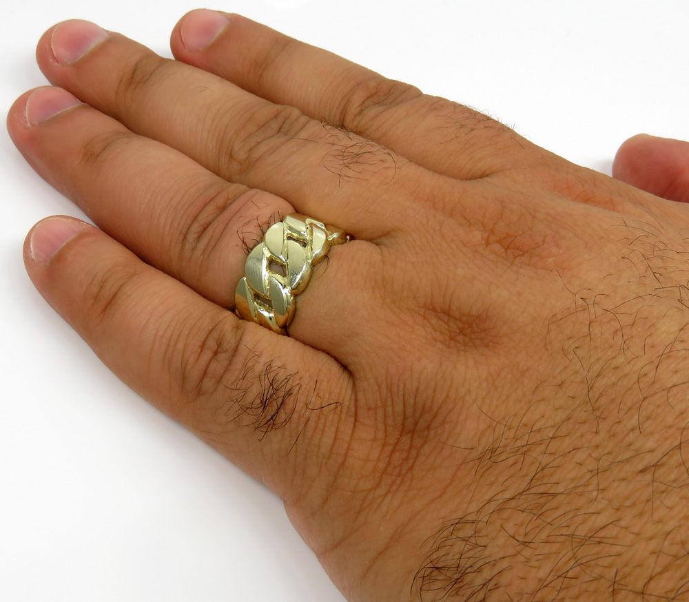 10k yellow gold large 12mm cuban ring - Image 5