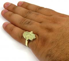 10k yellow gold diamond cut hamsa ring 