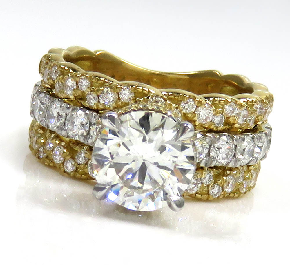 18k two tone gold round diamond semi mount ring 1.20ct