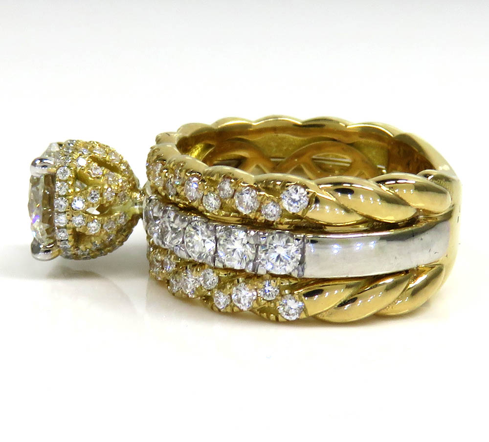 18k two tone gold round diamond semi mount ring 1.20ct - Image 3