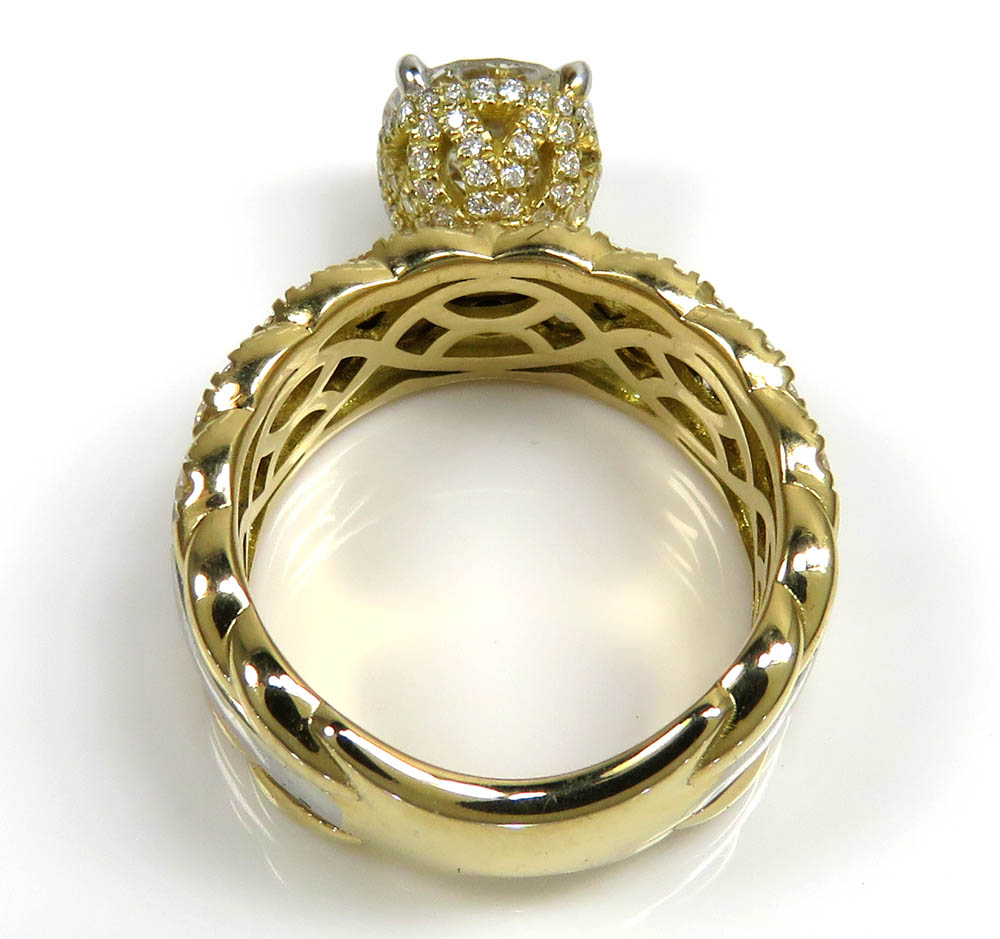 18k two tone gold round diamond semi mount ring 1.20ct - Image 4