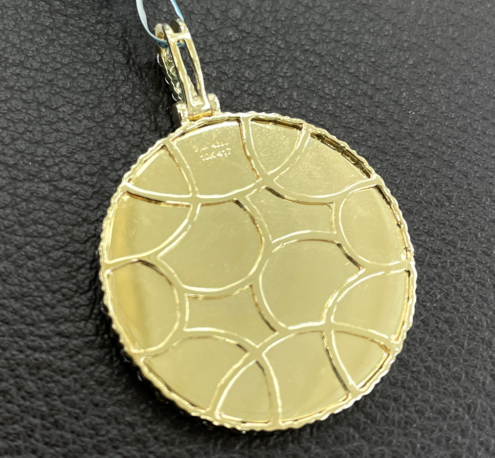 10k yellow gold large diamond picture pendant 1.61ct