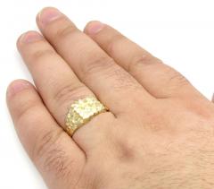 Mens 14k yellow gold small square nugget ring