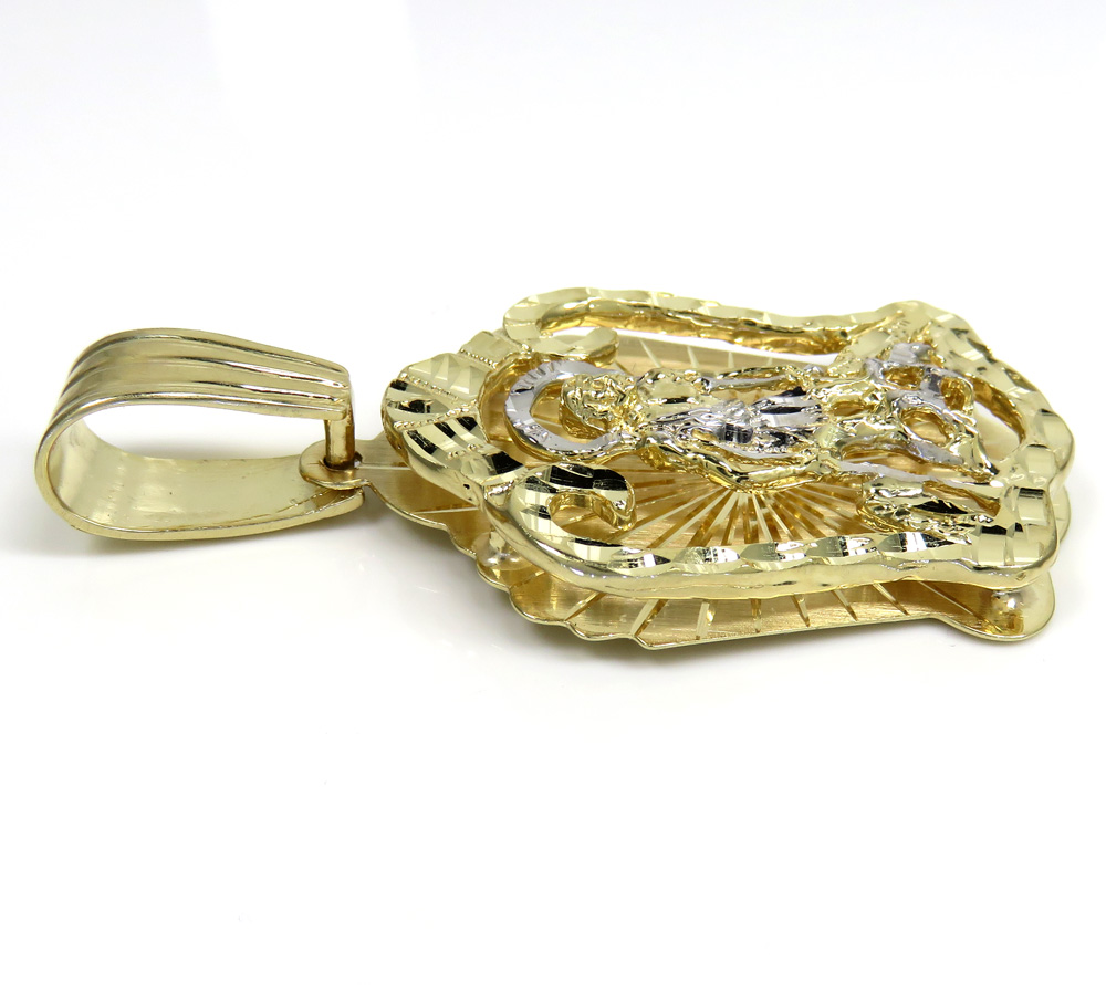 14k two tone gold large saint lazarus pendant