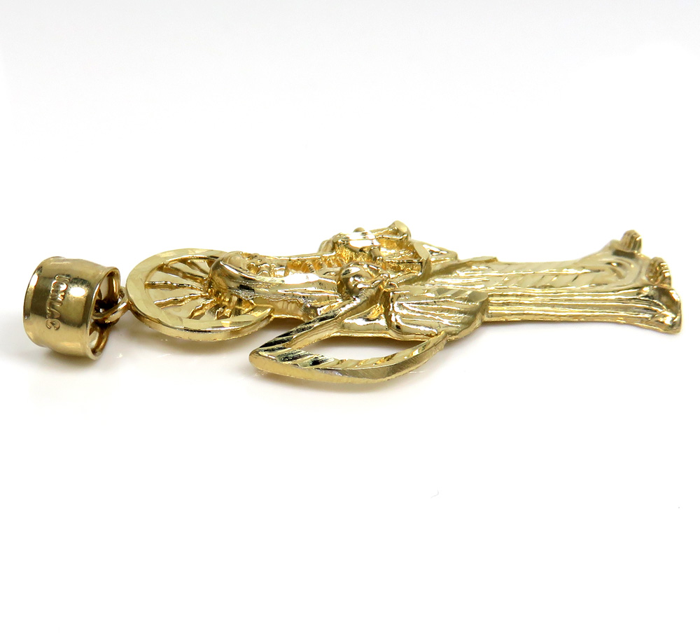 10k yellow gold medium halo grim reaper pendant 