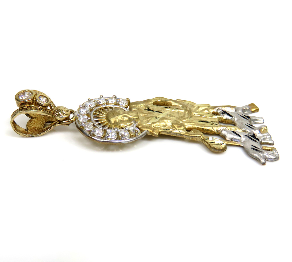 10k yellow gold medium cz saint lazarus of bethany pendant 0.50ct