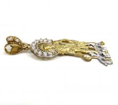 10k yellow gold medium cz saint lazarus of bethany pendant 0.50ct