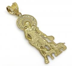 10k yellow gold medium cz saint lazarus of bethany pendant 0.50ct