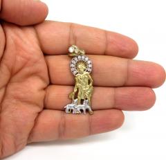 10k yellow gold medium cz saint lazarus of bethany pendant 0.50ct
