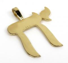 14k yellow gold smooth solid small chai pendant