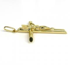 14k yellow gold large jesus tube cross pendant