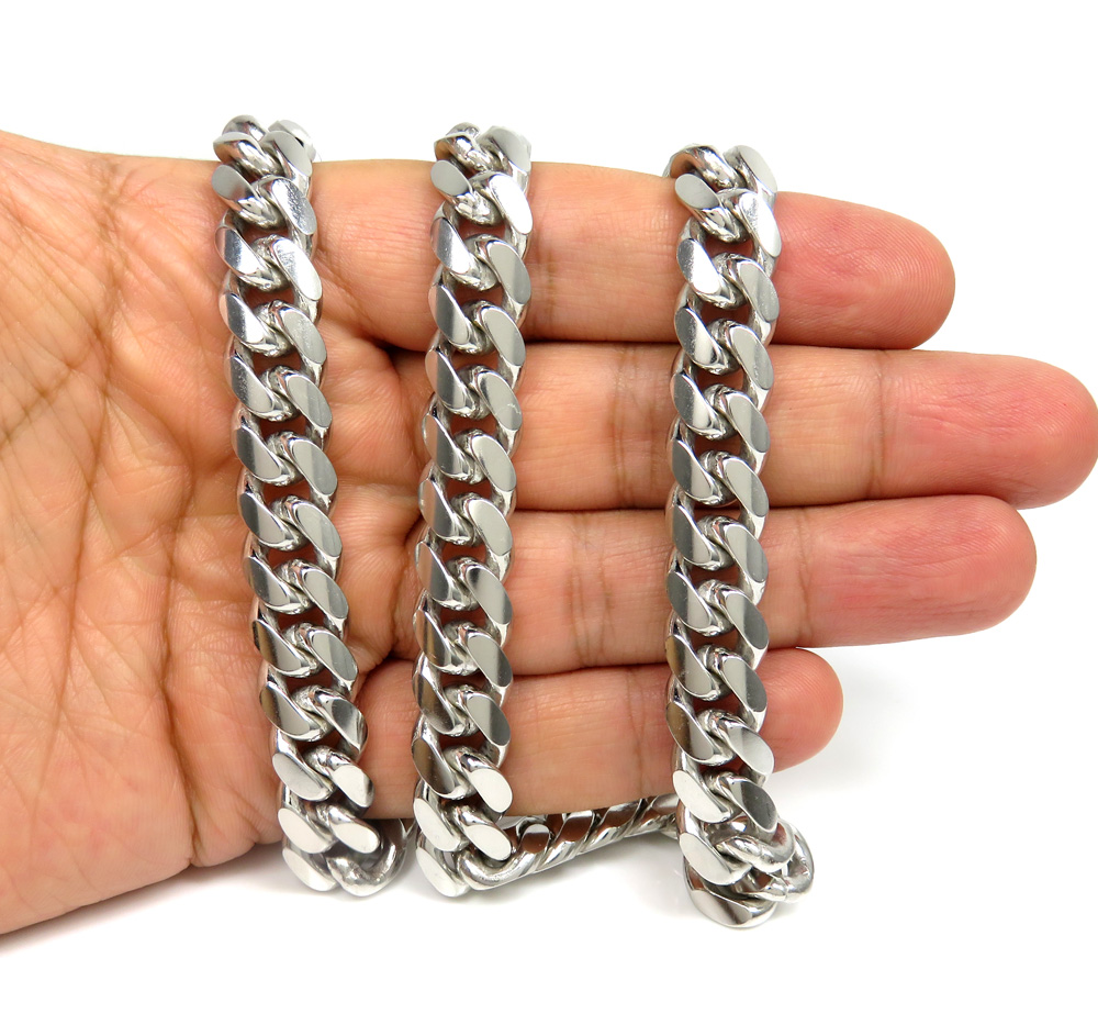 925 sterling silver miami link chain 20-24 inch 11.50mm