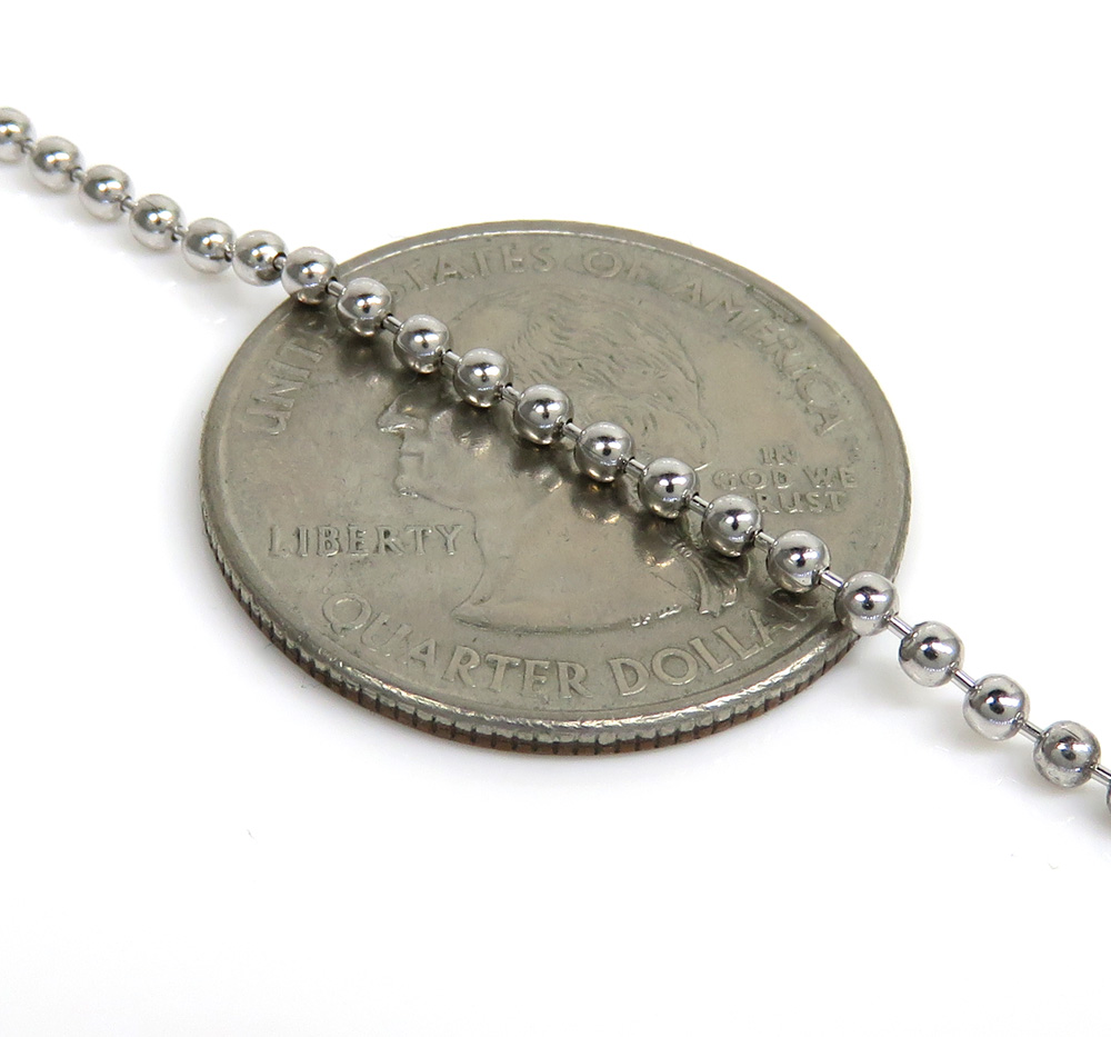 925 white sterling silver ball link chain 24-36 inch 2mm