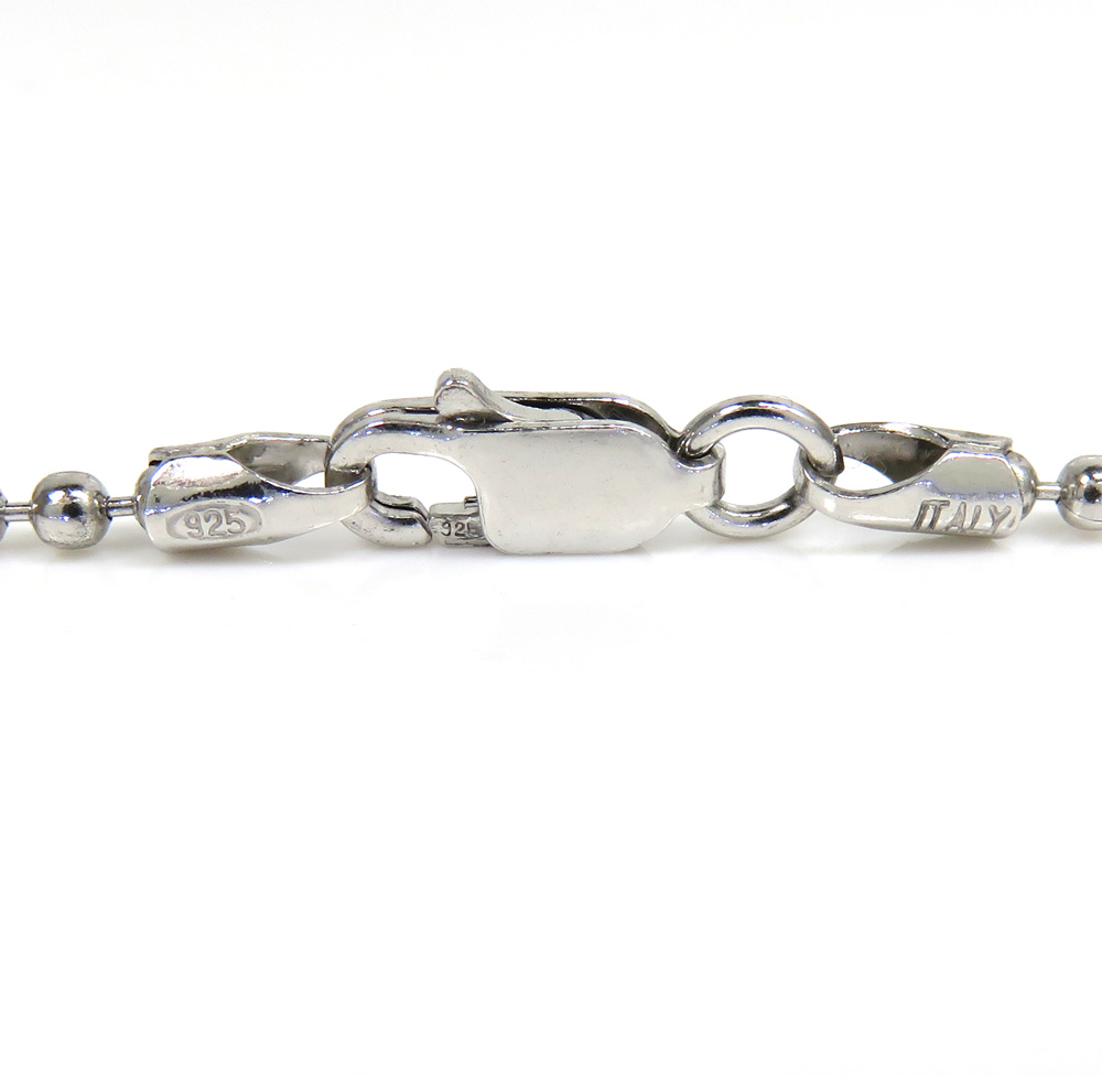 925 white sterling silver ball link chain 24-36 inch 2mm