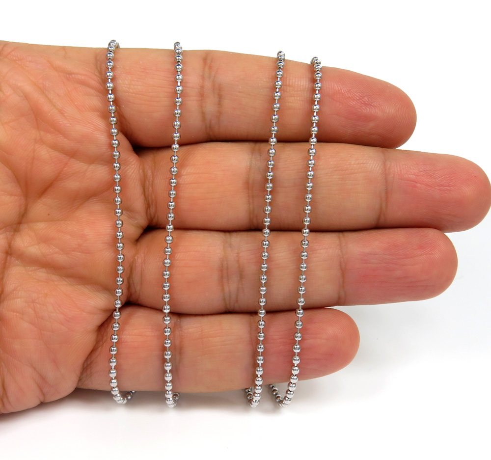 925 white sterling silver ball link chain 24-36 inch 2mm