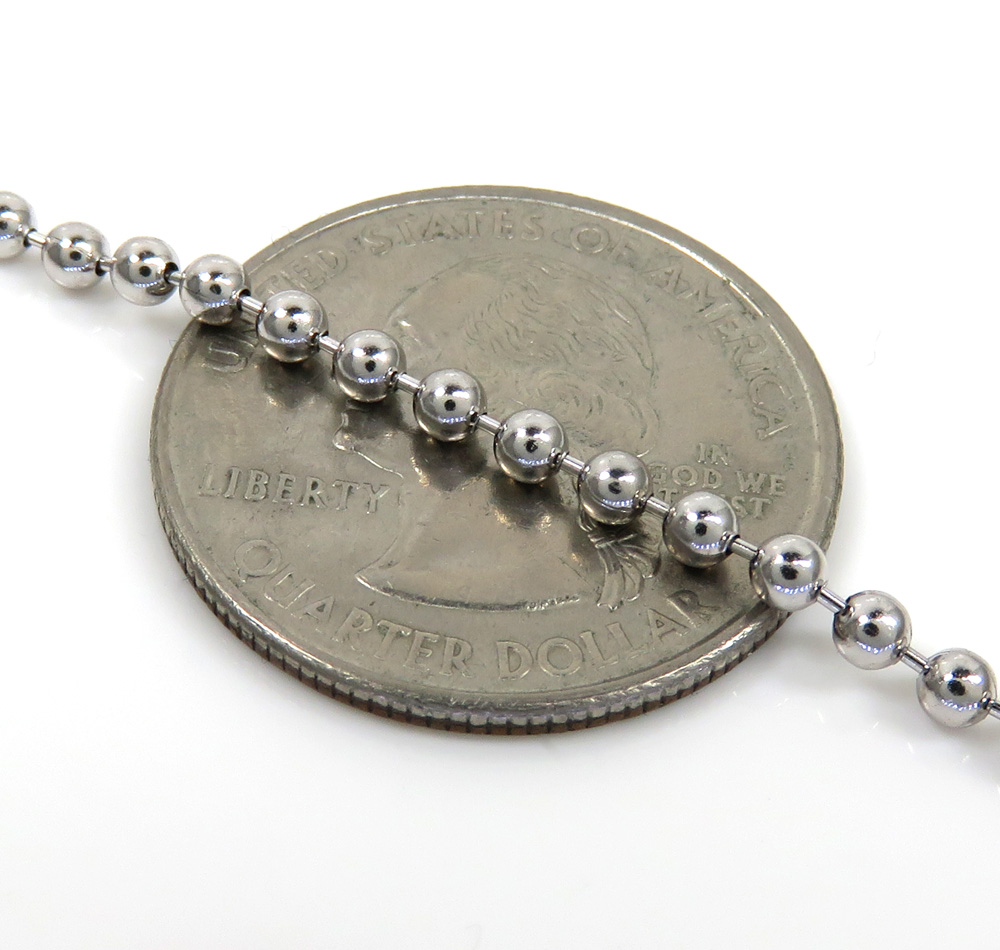 925 white sterling silver ball link chain 20-36 inch 2.50mm