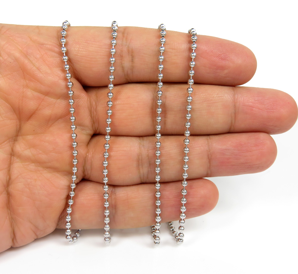 925 white sterling silver ball link chain 20-36 inch 2.50mm