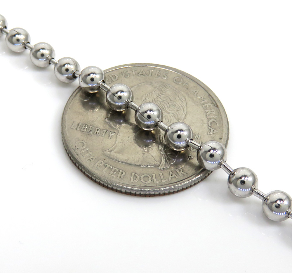 925 white sterling silver ball link chain 20-36 inch 4mm - Image 2