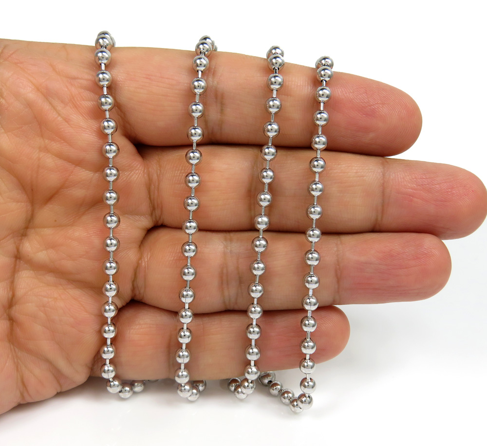 925 white sterling silver ball link chain 20-36 inch 4mm - Image 4