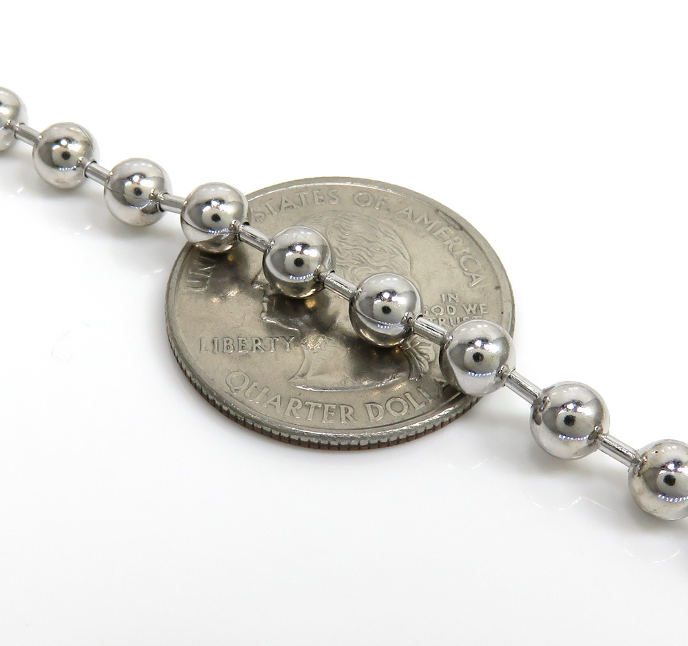 925 white sterling silver ball link chain 20-30 inch 5mm - Image 2