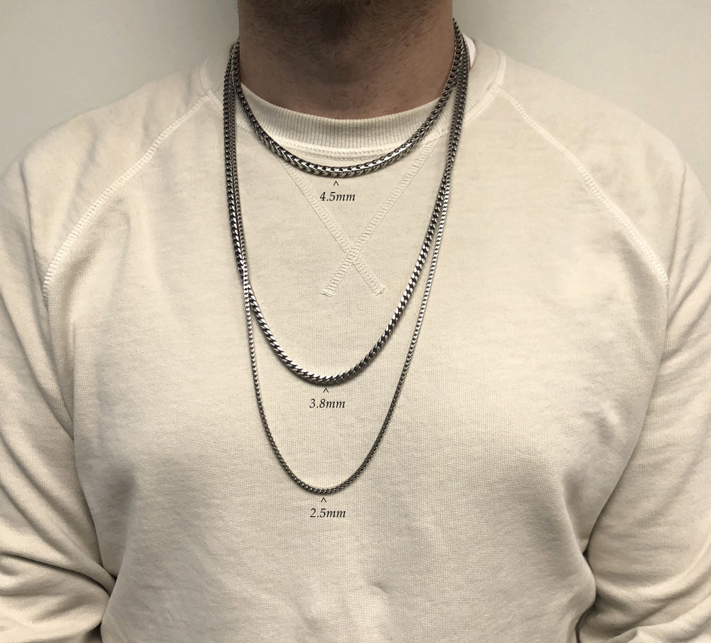 925 white sterling silver solid franco chain 18-26 inches 3.8mm