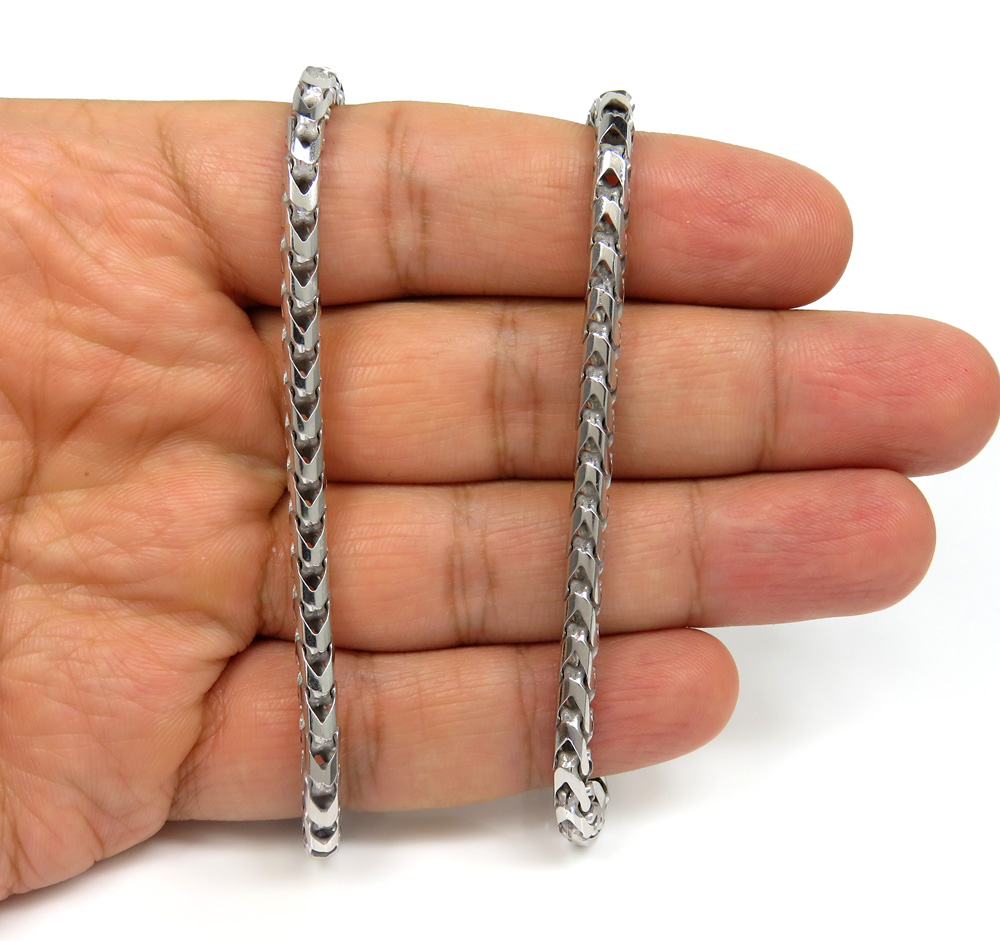 Buy 925 White Sterling Silver Solid Franco Chain 18 28 Inches 4.5mm Online at SO ICY JEWELRY