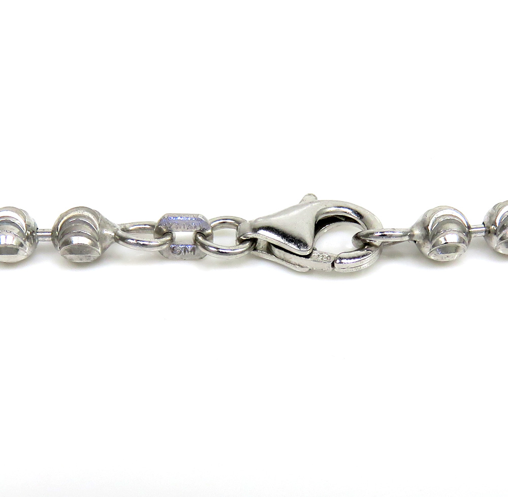 925 white sterling silver moon cut bead chain 18-24 inch 4mm
