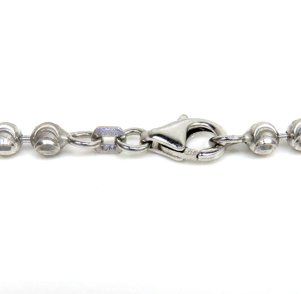 925 white sterling silver diamond cut bead chain 20-30 inch 4mm