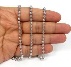 925 white sterling silver moon cut bead chain 18-24 inch 4mm