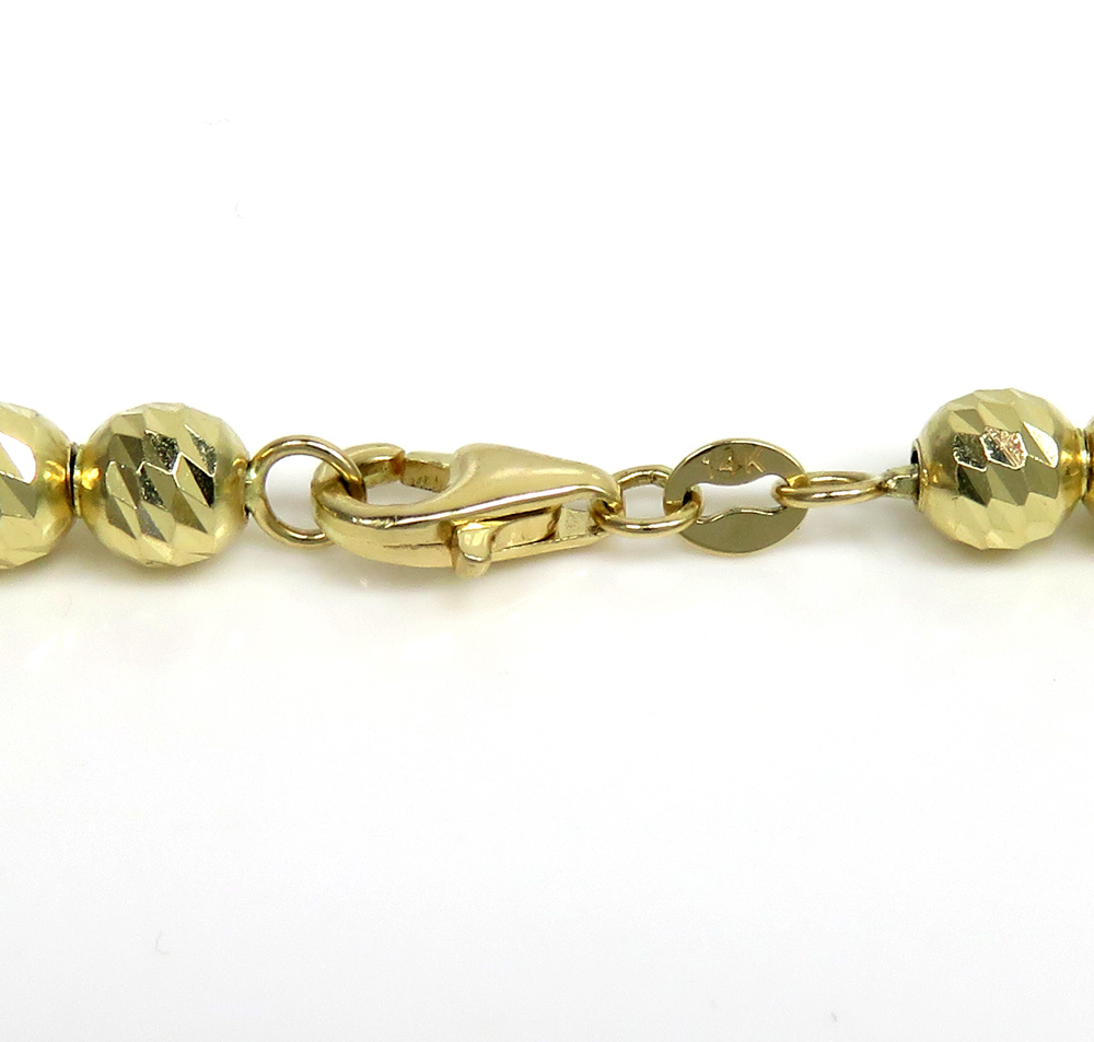14k yellow gold diamond cut bead chain 16-24 inch 4.8mm