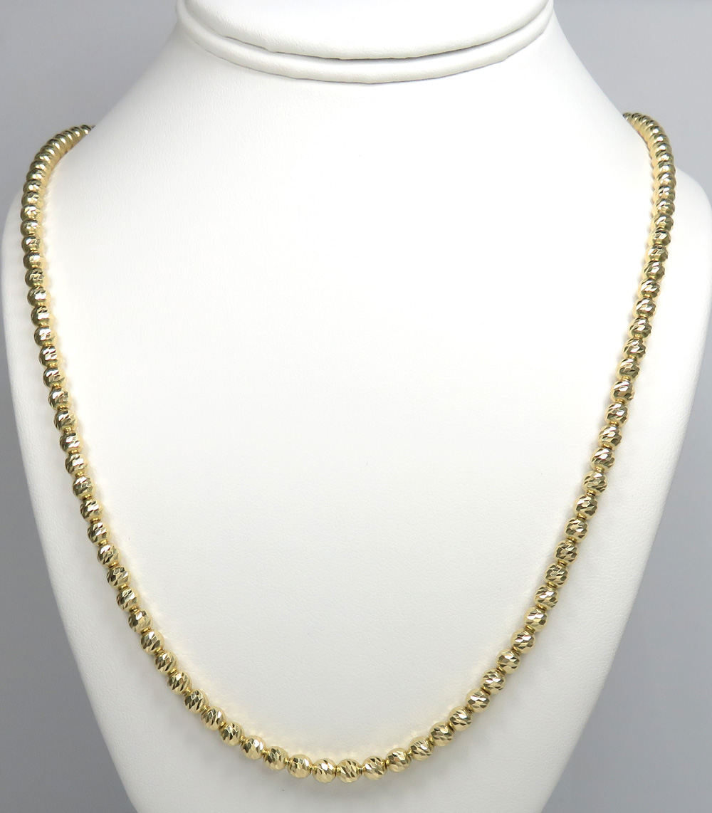 14k yellow gold diamond cut bead chain 16-24 inch 4.8mm