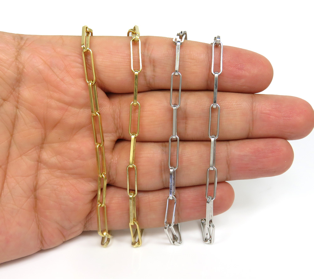 925 yellow or white solid paper clip chain 16-20 inch 4.30mm - Image 4