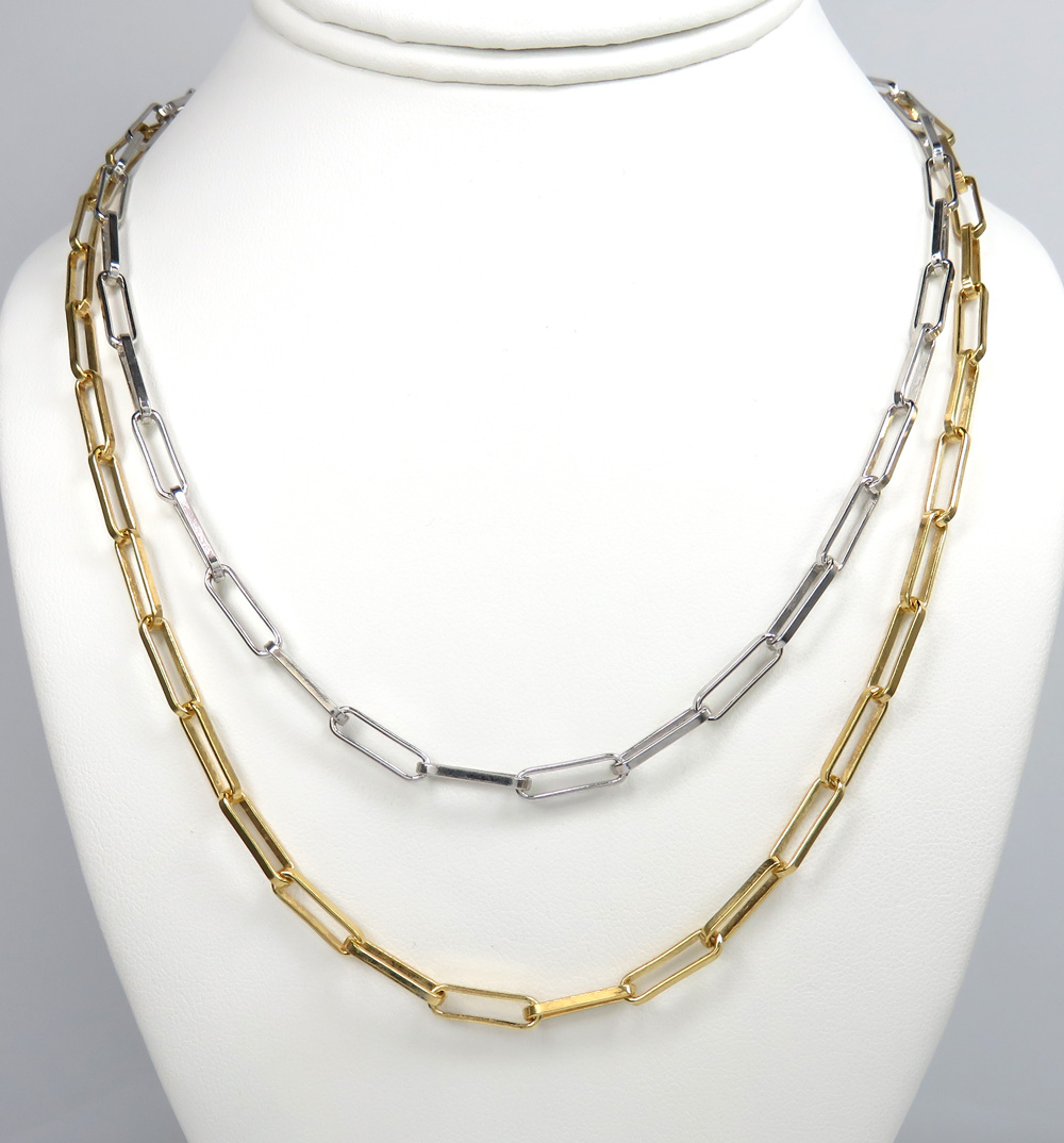 925 yellow or white solid paper clip chain 16-20 inch 4.30mm