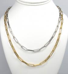 925 yellow or white solid paper clip chain 16-20 inch 4.30mm