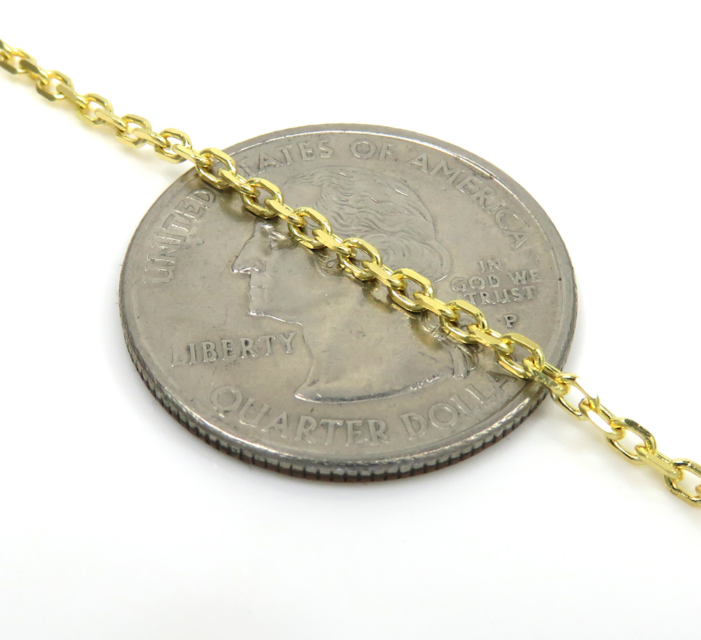 14k yellow gold skinny solid cable link chain 18-24