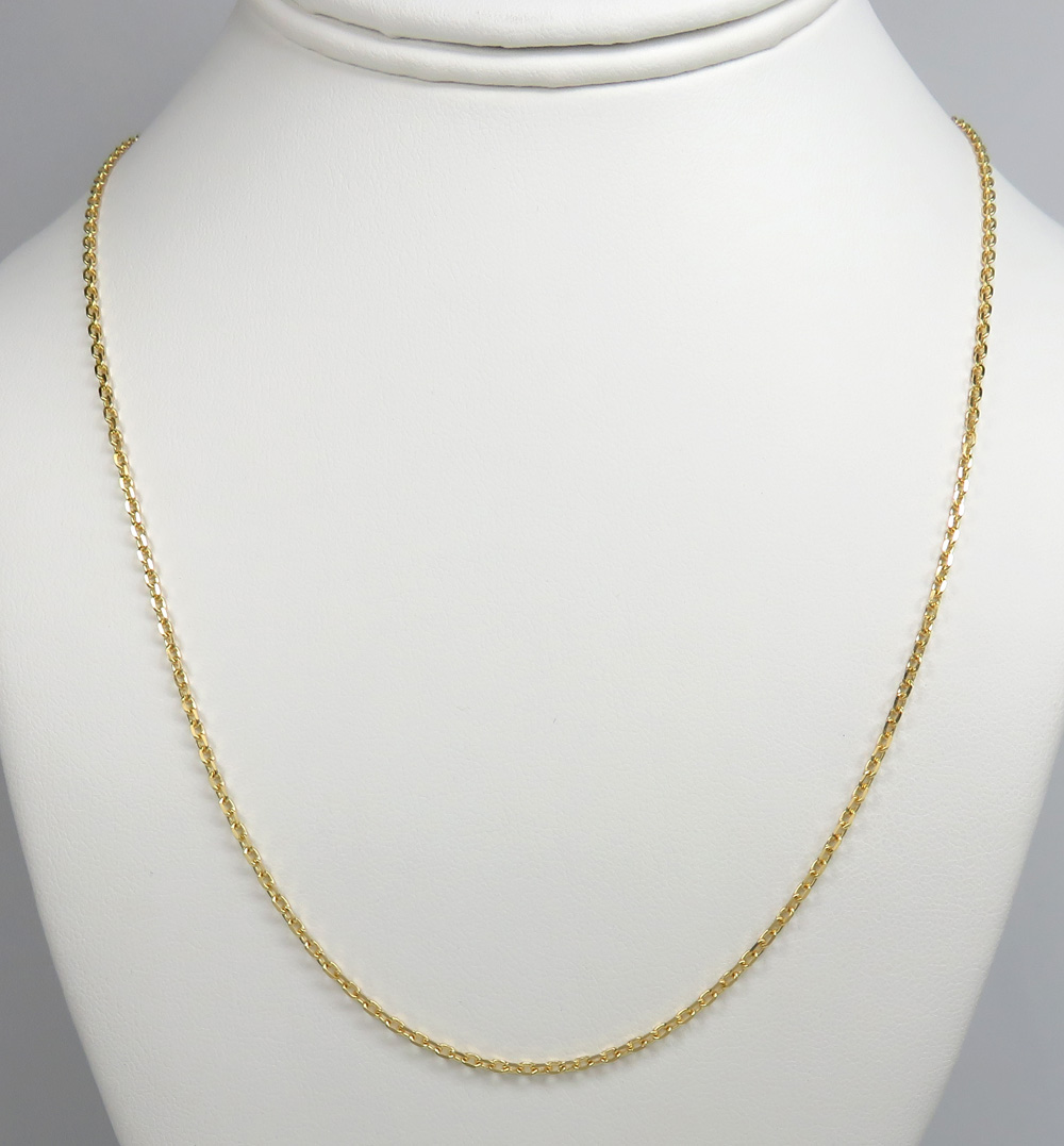 14k yellow gold skinny solid cable link chain 18-24