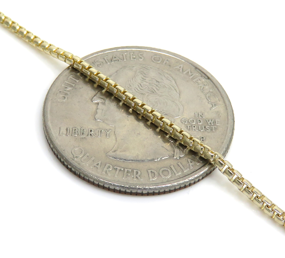 14k yellow gold skinny solid box link chain 16-24 inch 1.5mm - Image 2
