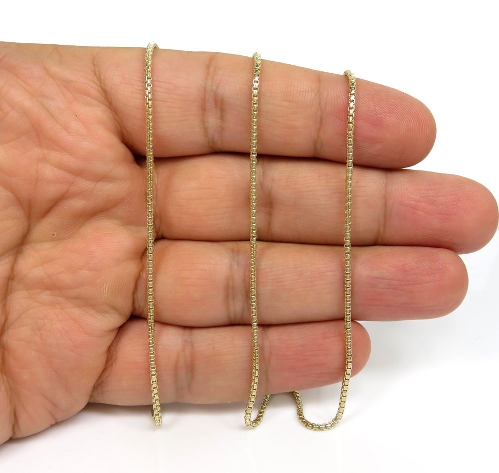 14k yellow gold skinny solid box link chain 16-24 inch 1.5mm - Image 4