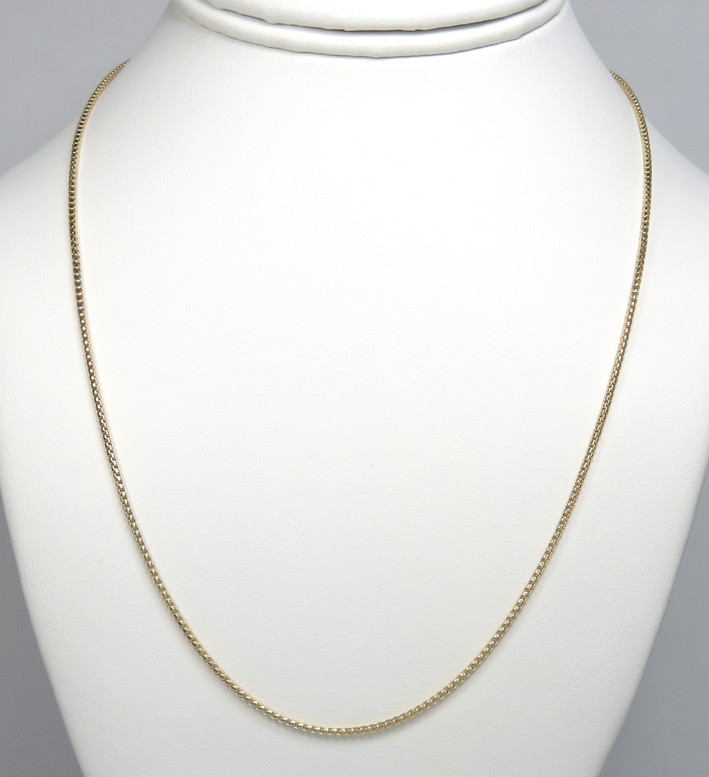 14k yellow gold skinny solid box link chain 16-24 inch 1.5mm - Image 5