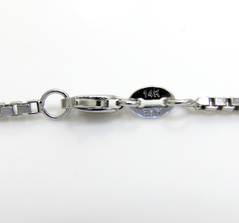 14k white or yellow gold skinny solid box link chain 16-24 inch 1.5mm - Image 3