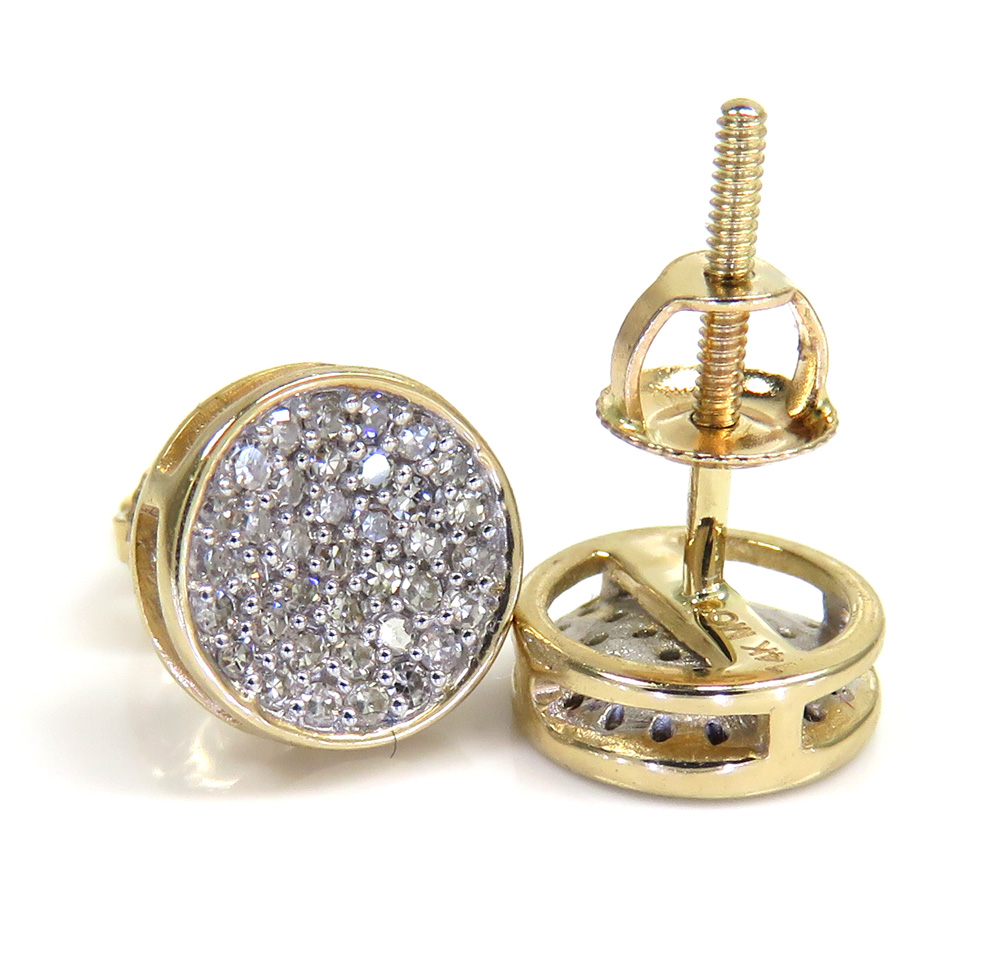 14k gold diamond snow cap 7.2mm earrings 0.25ct