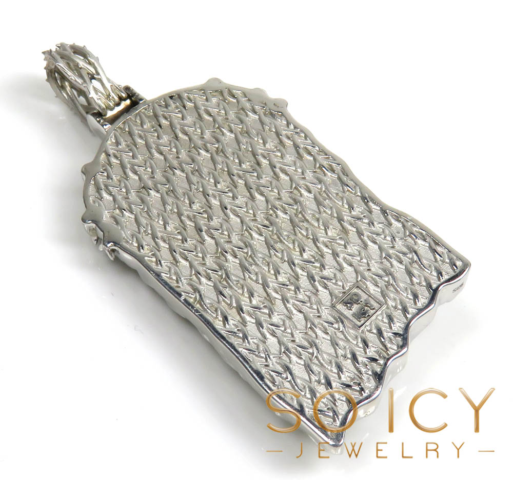 925 sterling silver large diamond classic thorn jesus pendant 0.05ct