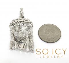 925 sterling silver large diamond classic thorn jesus pendant 0.05ct