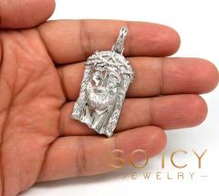 925 sterling silver large diamond classic thorn jesus pendant 0.05ct